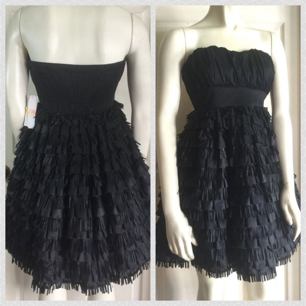 Gianni Bini‎ black fringe cocktail sexy dress 3